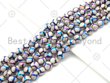Load image into Gallery viewer, Mystic AB White Tibetan Football Agate Round Faceted Beads, 8mm/10mm/12mm Beads, 15.5'' Full Strand, Sku#UA231
