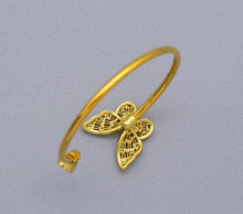 Load image into Gallery viewer, CZ Gold Silver Butterfly Cuff Bracelet, Sku#B205