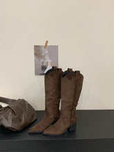 Load image into Gallery viewer, Women's Vintage Western Cowboy Boots | Suede Pointed Toe Chunky Heel Slip-On