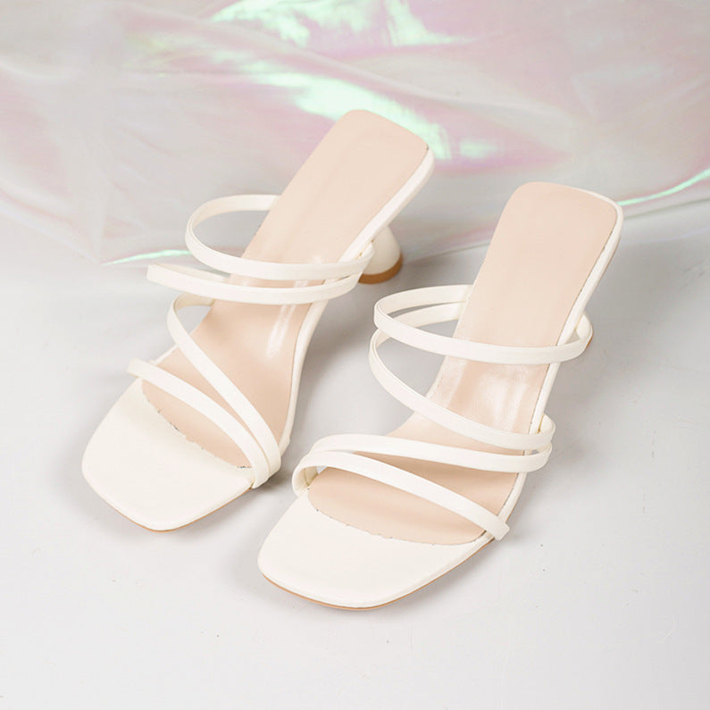 Plus-Size Square Toe Stiletto Heel Sandals