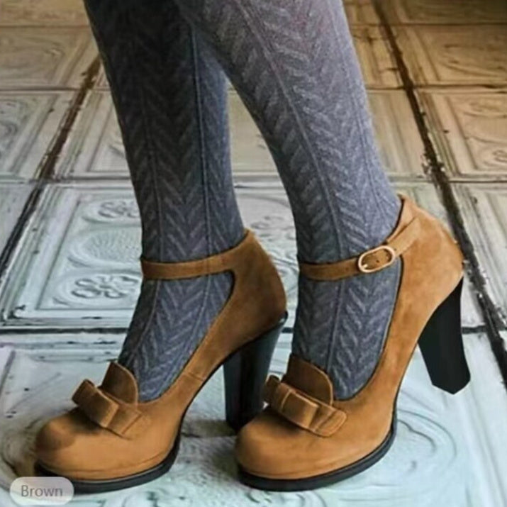 Women's Suede Peep-Toe Stiletto Pumps with Bow & Buckle Ankle Strap | High Heel Dress Shoes