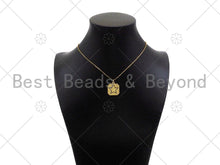 Load image into Gallery viewer, Gold Filled Black CZ Micro Pave Moon Star On Mosaic Square Shape Pendant,18K Gold Filled Charm, Necklace Bracelet Charm,17x20mm,Sku#LK337