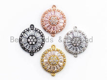 Load image into Gallery viewer, CZ Micro Pave Clear Crystal Evil Eyes Coin Connector for Bracelet/Necklace, Cubic Zirconia Space Connector Link, 14x18mm, 1pc, sku#A53