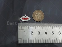 Load image into Gallery viewer, CZ Micro Pave Red Enamel Lip Pendant,Sku#L501