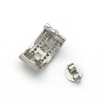 Load image into Gallery viewer, CZ Gold Silver Pave Huggie Stud Earrings, Sku#B214