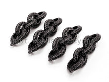 Load image into Gallery viewer, Black CZ Pave On Black Micro Pave Chain Shaped Connector, Cubic Zirconia Oval Link Connector,50x12mm,sku#G315/G99