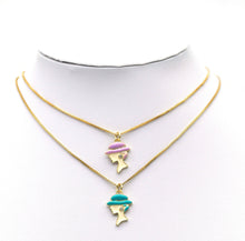Load image into Gallery viewer, Colorful CZ Enamel Lady Head Pendant, Sku#F1469C
