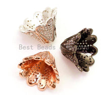 Load image into Gallery viewer, CZ Micro Pave Large Beads Cap, Metal Beads Cap,Tassel Cap, 18x12mm,sku#G88
