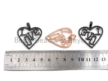 Load image into Gallery viewer, Large CZ Micro Pave Heart LOVE Pendant,Cubic Zirconia Pendant/Charm,Pave Findings, Gold/Black/Silver/Rose Gold,34*37mm, sku#F629C