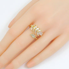 Load image into Gallery viewer, Clear CZ Wheat leaf Statement Adjustable Ring, Sku#A492