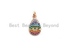 Load image into Gallery viewer, 9x15mm CZ Rainbow Color Micro Pave Teardrop Shaped Pendant,CZ Paved Teardrop Charm Gold,Silver,Rose Gold,Gunmetal plated,sku#F746