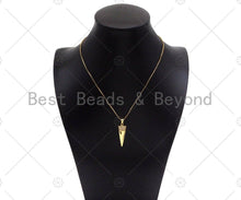 Load image into Gallery viewer, CZ Micro Pave 3D Pyramid Shape Pendant/Charm,18K Dainty Gold Charm, Necklace Bracelet Charm Pendant,10x33mm,Sku#LK301