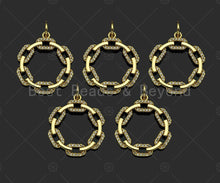Load image into Gallery viewer, Gold Filled CZ Micro Pave Oval Link Round Pendant, 18K Gold Filled Charm, Necklace Bracelet Charm Pendant,22x25mm,Sku#LD122