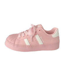 Load image into Gallery viewer, Women's Shell Toe Casual Sneakers | PU Leather Low-Top Lace-Up