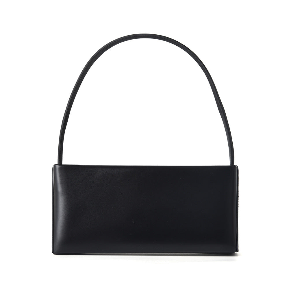 Vintage Leather Crossbody Bag for Women - Genuine Cowhide Baguette Shoulder Bag