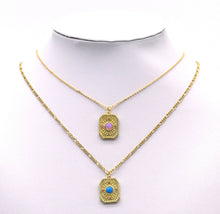 Load image into Gallery viewer, Gold Colorful Opal on Rectangle Charm, Sku#F1506