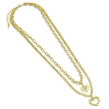 Load image into Gallery viewer, Ovla Cuban Link Chain necklace with heart pendants Layering