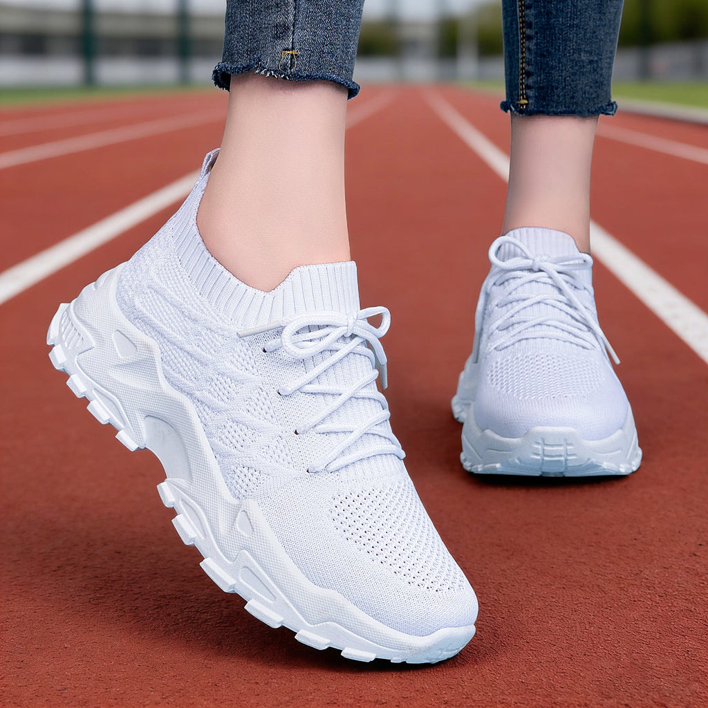 Women's Height Increasing Sneakers | Flyknit Dad Shoes with Padded Comfort Sole & Mesh Lining