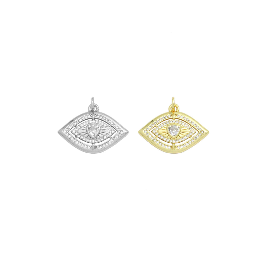 Gold Silver CZ Evil Eye Charm Pendant,Sku#LX850