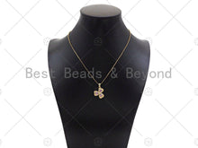 Load image into Gallery viewer, Gold Filled Violet CZ Micro Pave Clover Shape Pendant,18K Gold Filled Clover Charm, Necklace Bracelet Charm Pendant,17x21mm,Sku#LK364