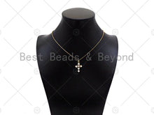 Load image into Gallery viewer, Gold Filled CZ Micro Pave Pearl On Cross Shape Pendant, 18k Gold Filled Mother of Pearl Charm, Necklace Bracelet Pendant, 23x15mm,Sku#LD103