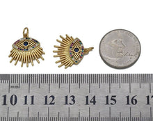 Load image into Gallery viewer, Gold Colorful CZ Evil Eye With Light beam Charm, Sku#LX92