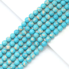 Load image into Gallery viewer, Blue Reconstituted Turquoise Round Smooth Beads, Sku#U1798