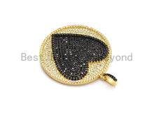 Load image into Gallery viewer, CZ Large Round With Heart Pendant, Sku#F689C
