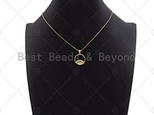 Load image into Gallery viewer, 18k Dainty Gold Evil Eye With Long Eyelash On Round Ring Shape Charms, Dainty Charms,Round Ring Necklace Charms, 18x20mm, Sku#LK173