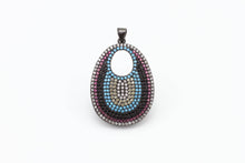 Load image into Gallery viewer, CZ Micro Pave Round Go-Go Evil Eye Pendant, Cubic Zirconia Pendant,23x37mm, sku#F8C
