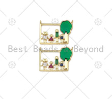 Load image into Gallery viewer, Colorful CZ Micro Pave Family Photos Rectangle Shape Pendant,18K Gold Filled Family Charm, Necklace Bracelet Pendant, 26x18mm,Sku#LK413