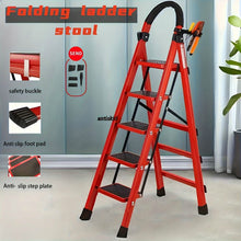 Load image into Gallery viewer, Folding 3/4-Step Ladder – Portable Steel Step Stool, Anti-Slip