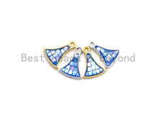 Load image into Gallery viewer, 100% Natural Fan-Shaped Royal Blue Shell Pendant/Charm, Gold/Silver Finish, Bracelet Necklace Making Charms, 9x12mm,SKU#Z300