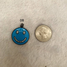 Load image into Gallery viewer, NEW Colorful Enamel Oil Drop Emoji Smiley Face Round Pendant,Cubic Zirconia Round Pave Pendant Charm Beads, Pave Pendant,  25x28mm, SKU#F562