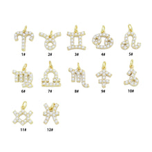 Load image into Gallery viewer, Gold White Pearl Zodiac Symbol Charm Pendant,Sku#A482