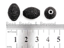 Load image into Gallery viewer, Black CZ Pave On Black Micro Pave Oval Spacer Beads Crystal for Bracelet/Necklace, Cubic Zirconia Beads, 16x12mm, sku#G328