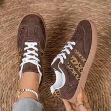 Load image into Gallery viewer, Women's Leopard Print Lace-Up Casual Shoes - Round Toe Color Block Sneakers