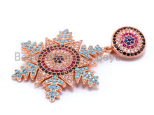 Load image into Gallery viewer, CZ Colorful Micro Pave Snowflake Pendant with Round Paved Bail, CZ Earrings Necklace Pendant Charm, 29x48mm, sku#L102