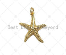 Load image into Gallery viewer, CZ Micro Pave Starfish Pendant, Cubic Zirconia Starfish Pendant Charm for Necklace Bracelet Earrings Making, 19x22mm,sku#L359