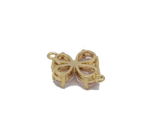 Load image into Gallery viewer, Clear Pink Drop Shape CZ Flower Connector Charm, Sku#LD332
