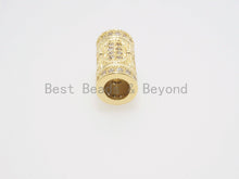 Load image into Gallery viewer, 16x8mm CZ Micro Pave Large hole Barrel Spacer beads, Drum Barrel beads, Micro Pave Cubic Zirconia Spacer Beads,sku#G402