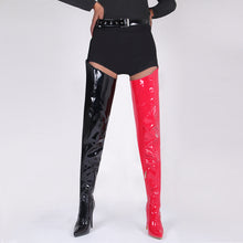 Load image into Gallery viewer, Women's Over-the-Knee High Heel Boots - Pointed Toe Side Zipper PU Leather