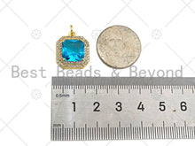 Load image into Gallery viewer, Gold Filled Big CZ Micro Pave Square Shape Pendant,18K Gold Filled Clear/Blue CZ Charm, Necklace Bracelet Charm Pendant,15x18mm,Sku#LK328