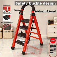 Load image into Gallery viewer, Folding 3/4-Step Ladder – Portable Steel Step Stool, Anti-Slip