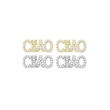 Load image into Gallery viewer, Clear CZ Ciao Word Stud Earrings, Sku#A355