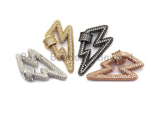 Load image into Gallery viewer, Fully CZ Micro pave Lightning Bolt Clasp, CZ Pave Lock, Gold/Silver/Rose Gold/Gunmetal Carabiner Clasp, 19x31mm, sku#H151
