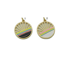 Load image into Gallery viewer, Gold Enamel Rainbow Hollow Out Round Coin Charm, Sku#F1496