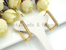 Load image into Gallery viewer, Pave Double Raw Rectangle Earring, Minimal earrings, J254