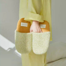 Load image into Gallery viewer, Woolen Color-Blocked Home Slippers - Warm Non-Slip Indoor Cotton Slippers for Women &amp; Men