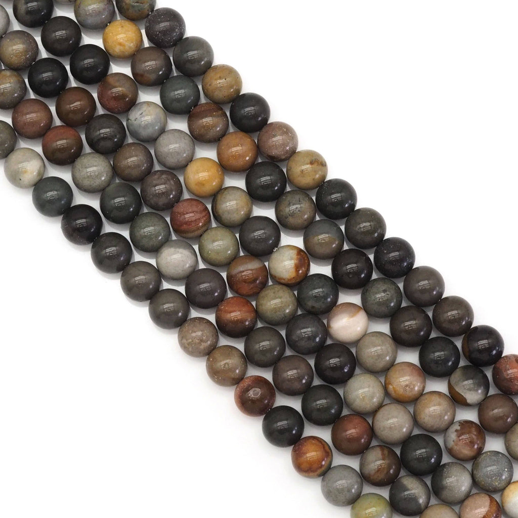 American Picture Jasper Round Smooth Beads, Sku#U1726